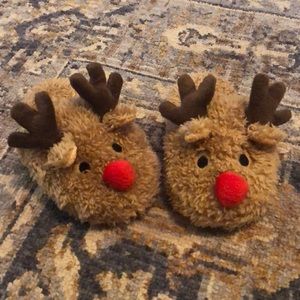 Toddler size small (3-4) reindeer slippers NWOT